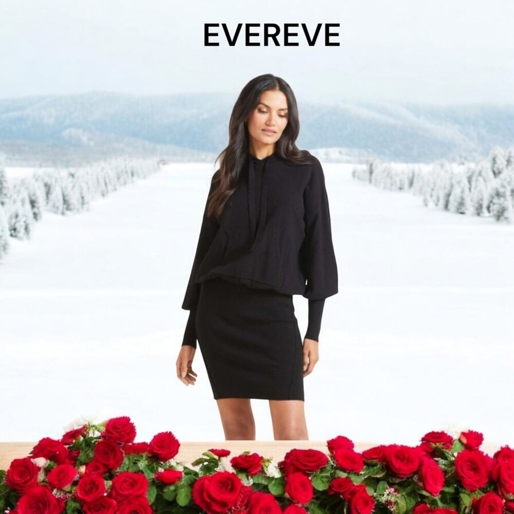 Evereve Knit Long Sleeve Hayley Hooded Sweater Dress Sz XL